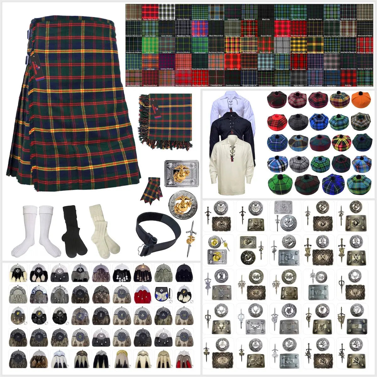 Tailor-made Scottish Mens Kilt Outfit - Tartan Plaid Kilts for Men 