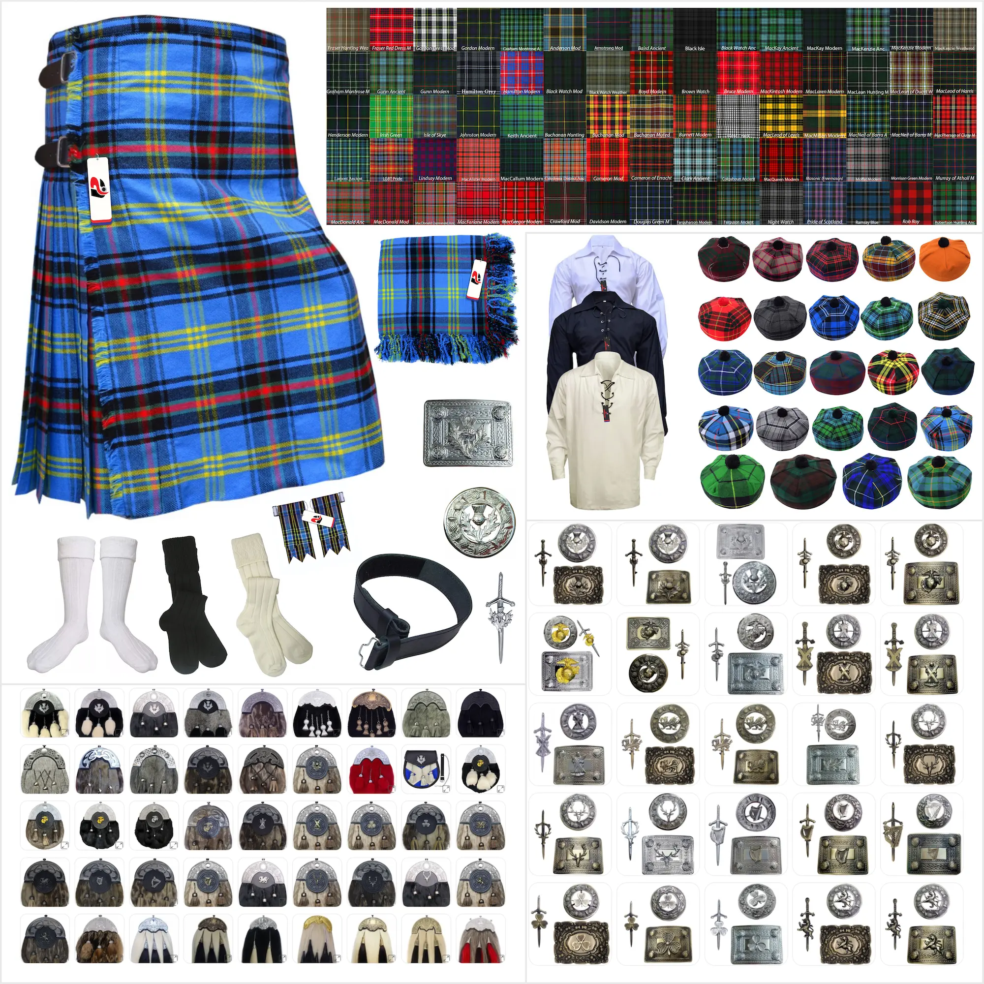 Tailor-made Scottish Mens Kilt Outfit - Tartan Plaid Kilts for Men 