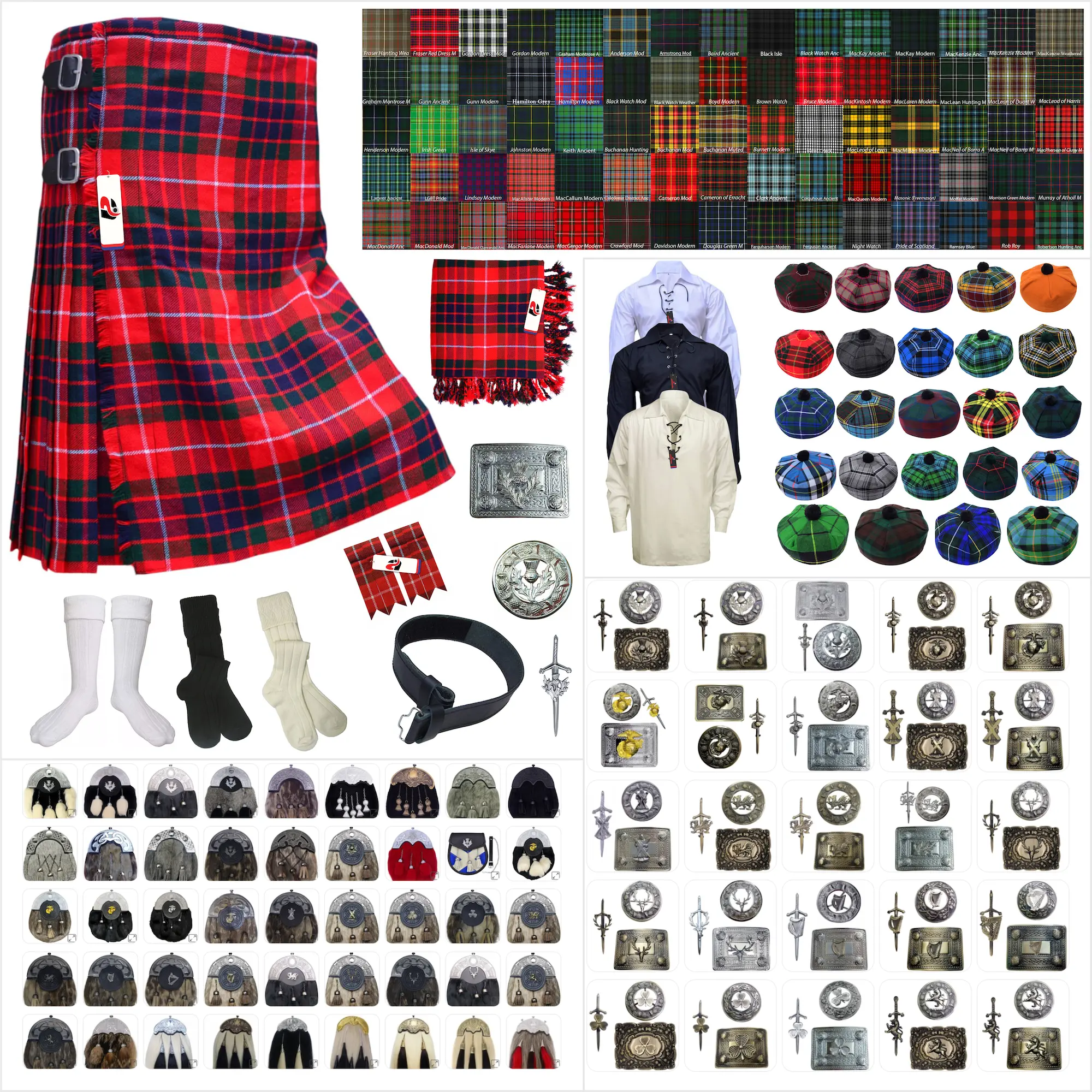 Tailor-made Scottish Mens Kilt Outfit - Tartan Plaid Kilts for Men 