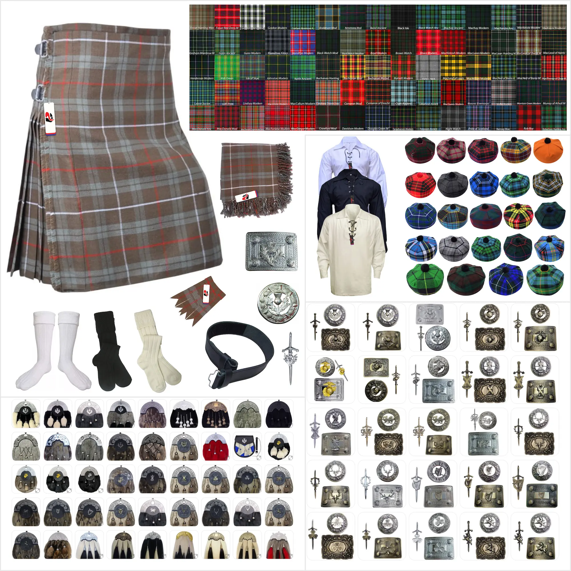 Tailor-made Scottish Mens Kilt Outfit - Tartan Plaid Kilts for Men 