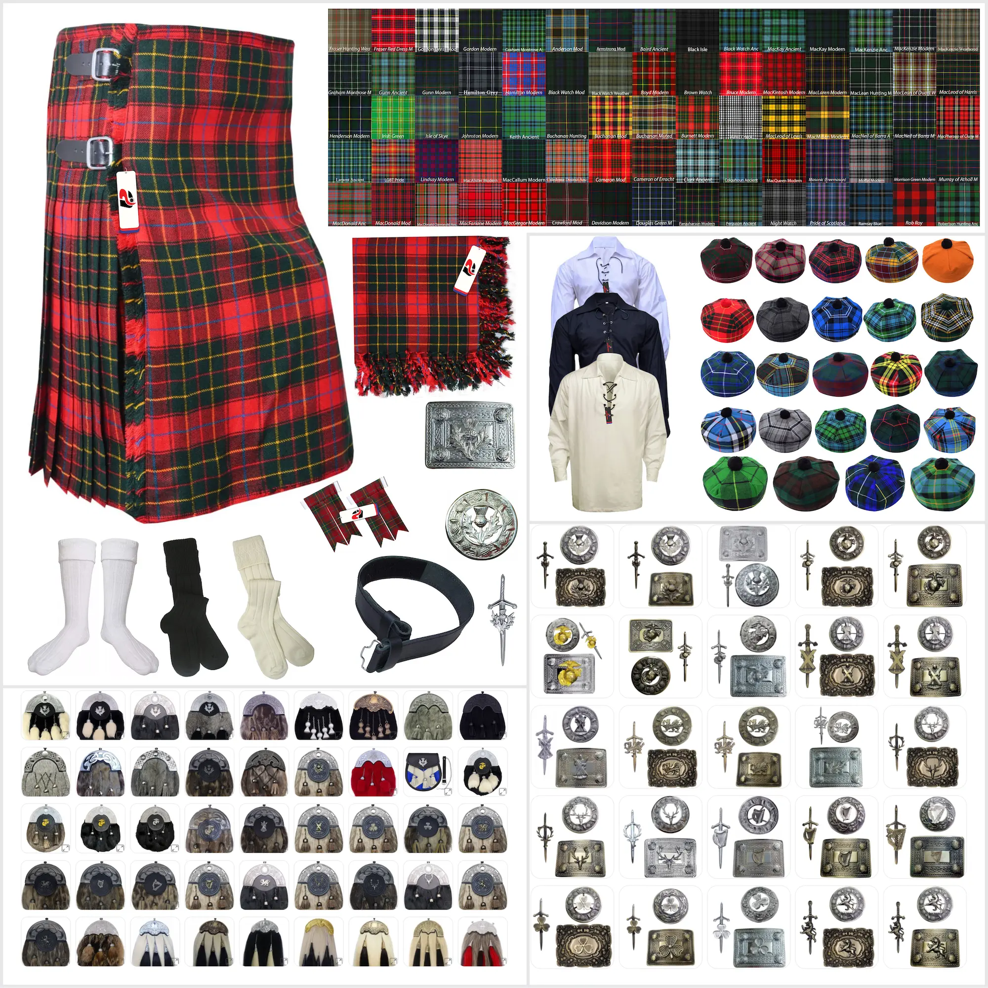 Tailor-made Scottish Mens Kilt Outfit - Tartan Plaid Kilts for Men 