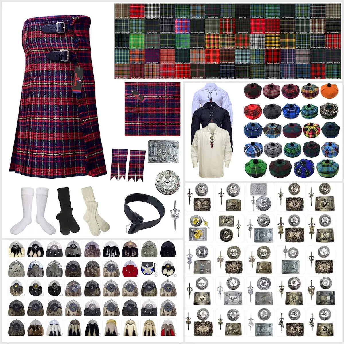 Tailor-made Scottish Mens Kilt Outfit - Tartan Plaid Kilts for Men 