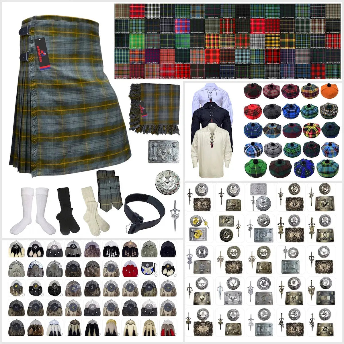 Tailor-made Scottish Mens Kilt Outfit - Tartan Plaid Kilts for Men 