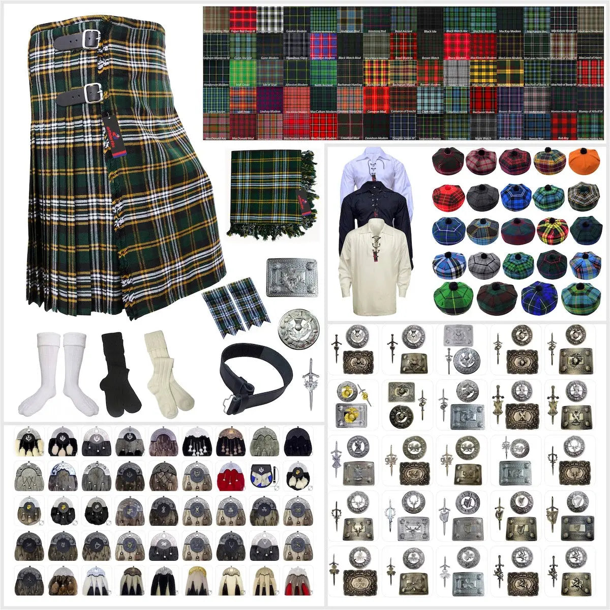 Tailor-made Scottish Mens Kilt Outfit - Tartan Plaid Kilts for Men 