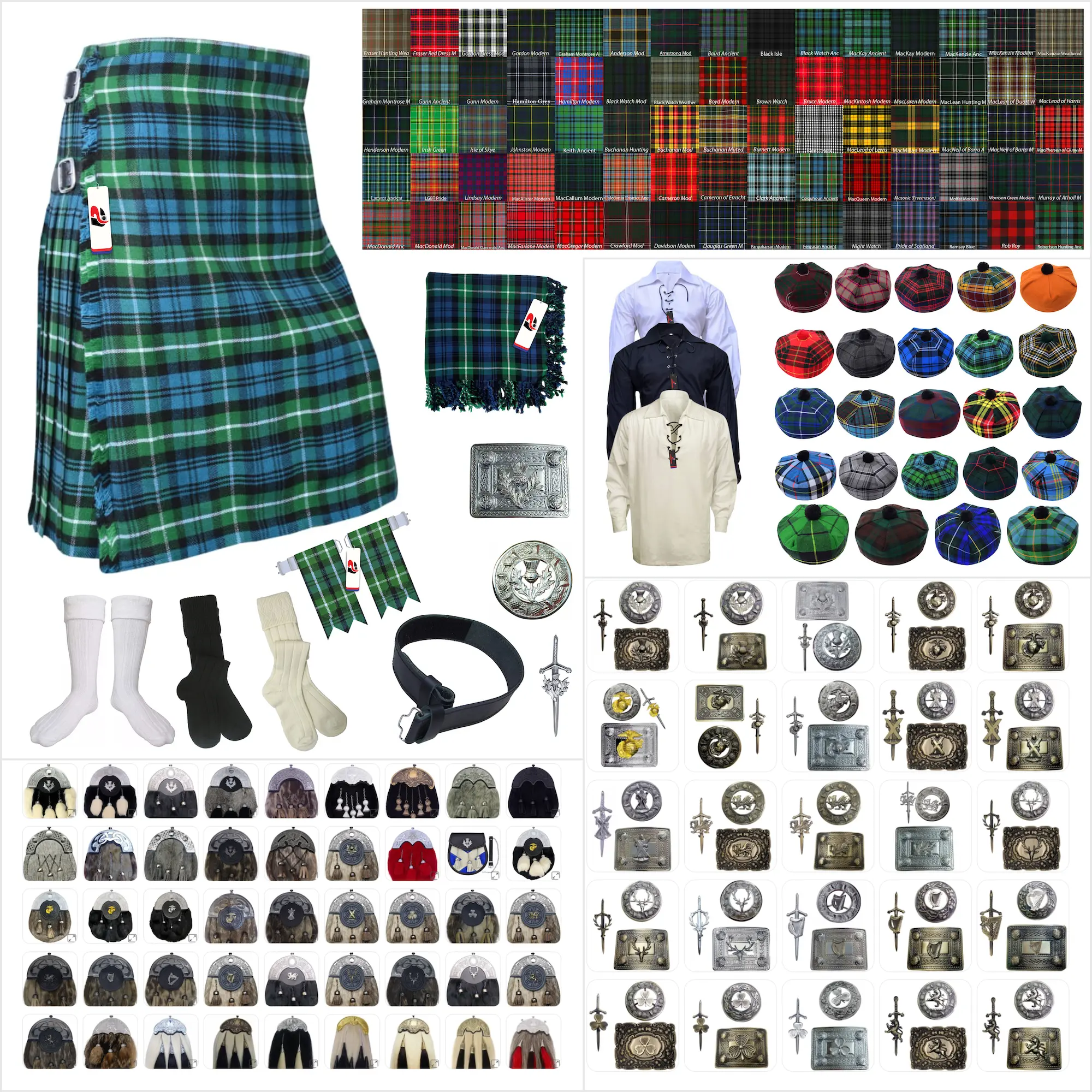 Tailor-made Scottish Mens Kilt Outfit - Tartan Plaid Kilts for Men 