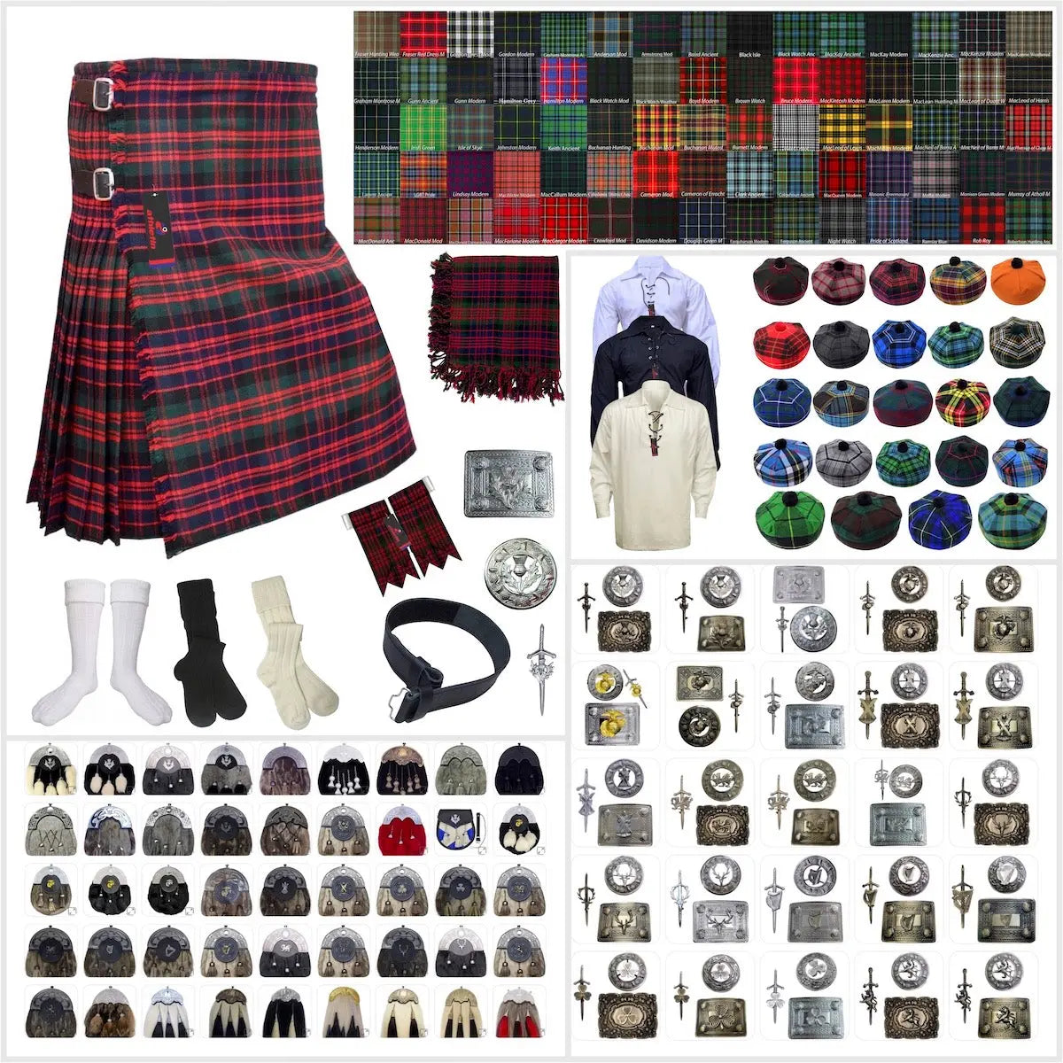 Tailor-made Scottish Mens Kilt Outfit - Tartan Plaid Kilts for Men 