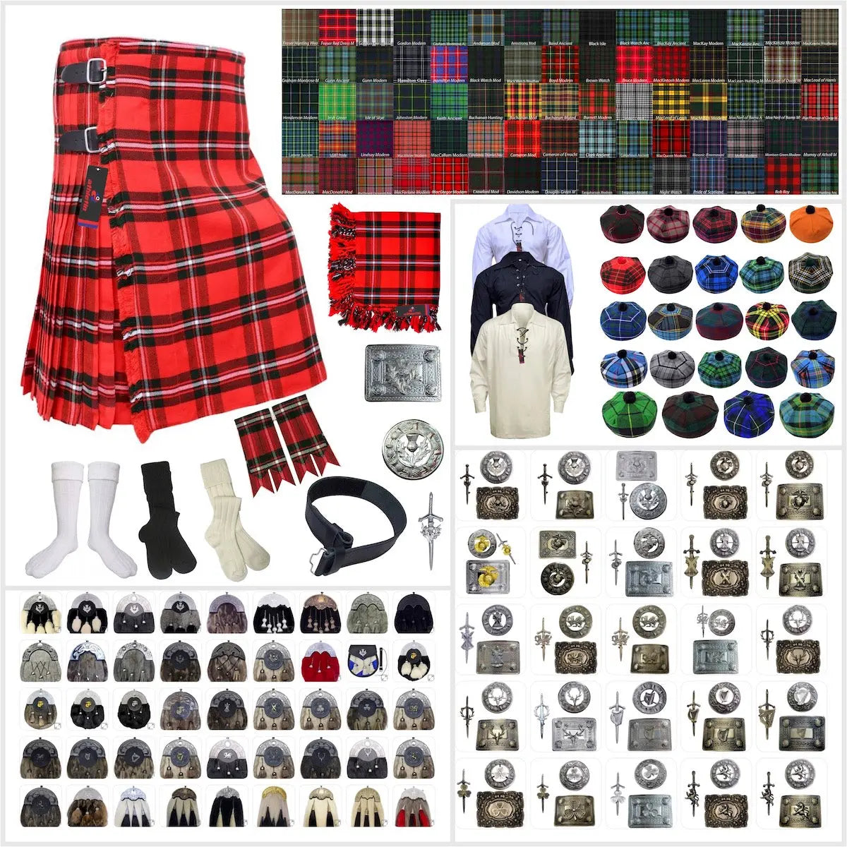 Tailor-made Scottish Mens Kilt Outfit - Tartan Plaid Kilts for Men 