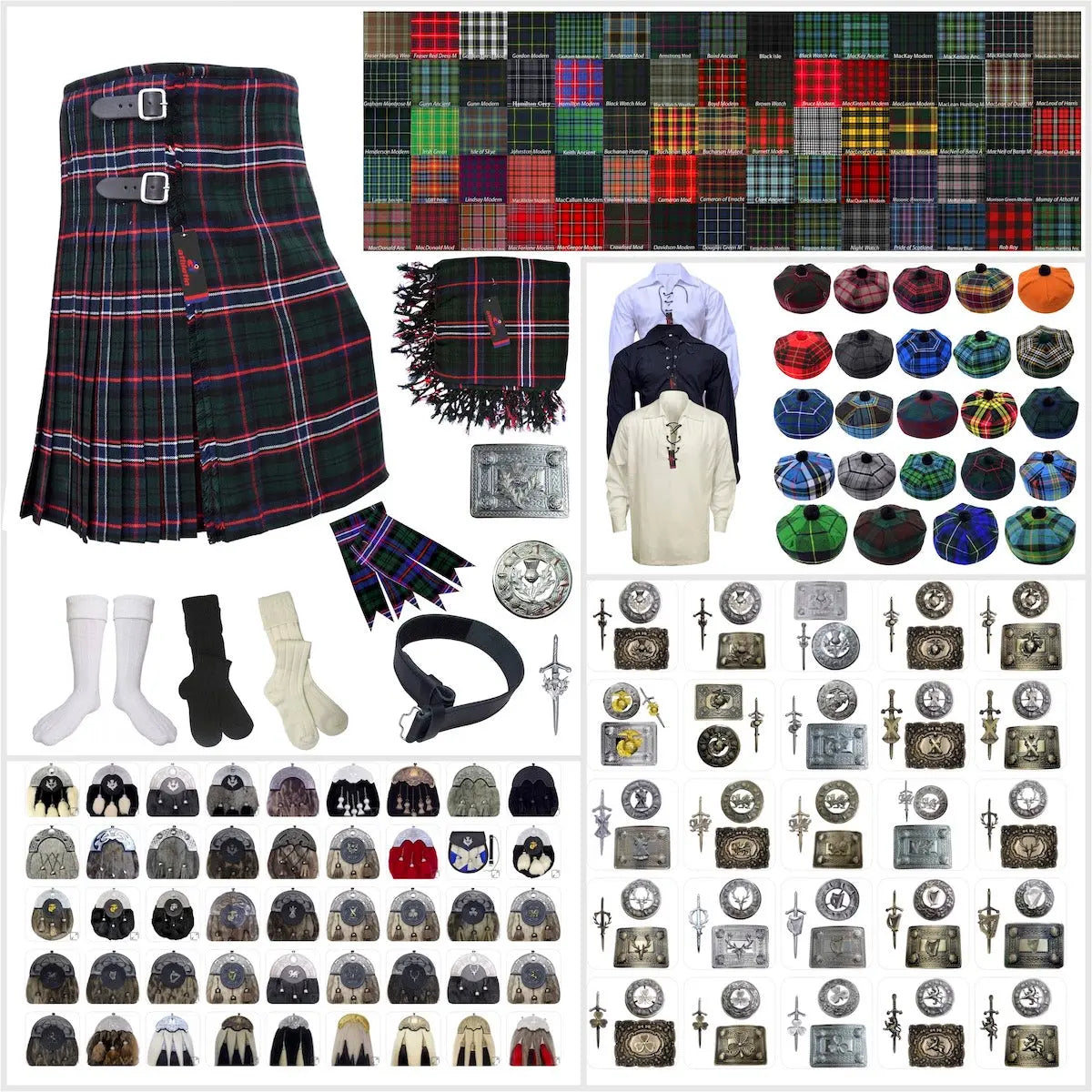 Tailor-made Scottish Mens Kilt Outfit - Tartan Plaid Kilts for Men 