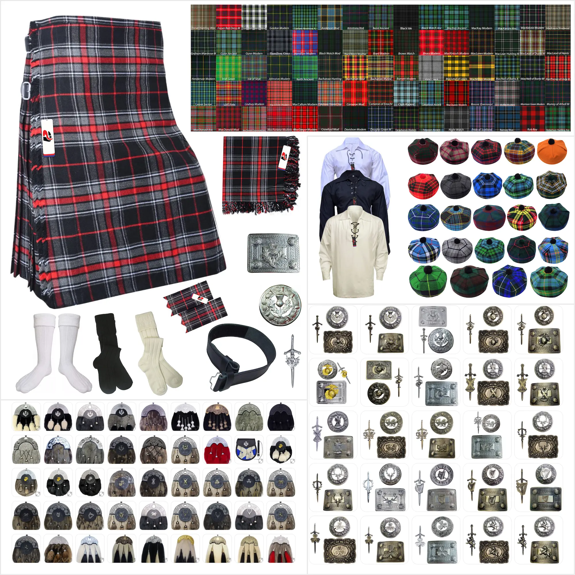 Tailor-made Scottish Mens Kilt Outfit - Tartan Plaid Kilts for Men 