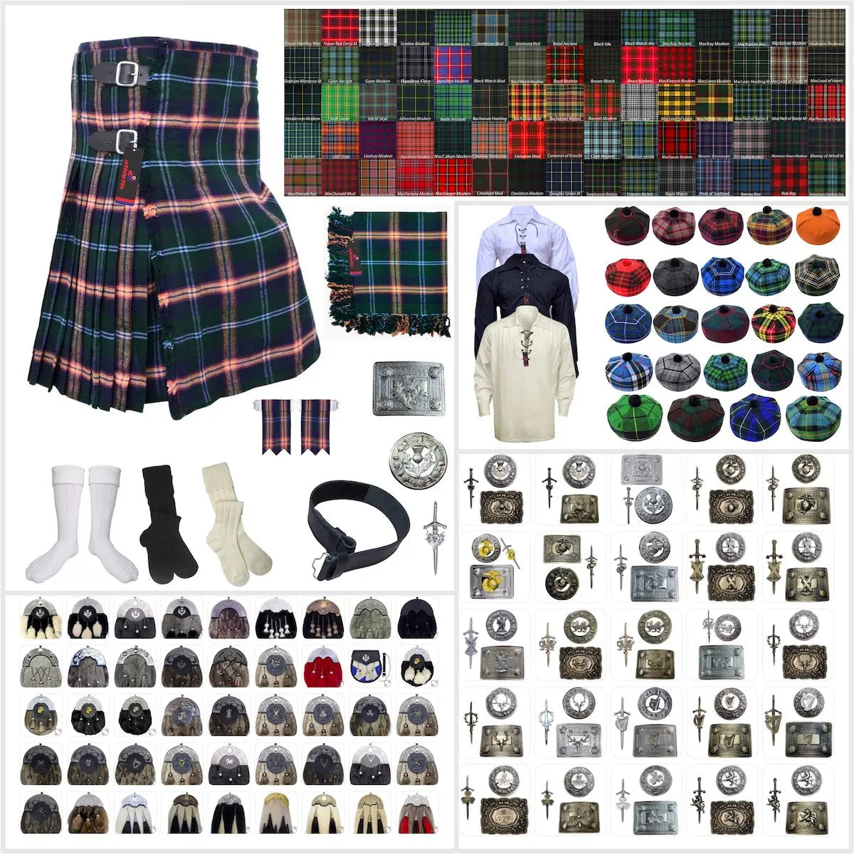 Tailor-made Scottish Mens Kilt Outfit - Tartan Plaid Kilts for Men 