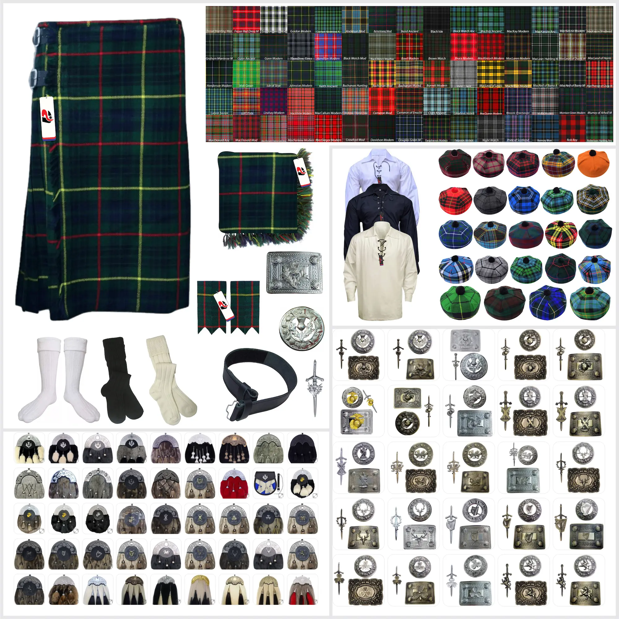 Tailor-made Scottish Mens Kilt Outfit - Tartan Plaid Kilts for Men 