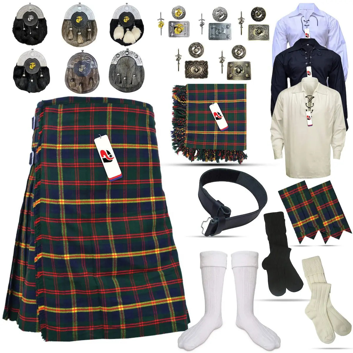 US Marine Corps Leatherneck Tartan Kilt Outfit - A Military Tradition 