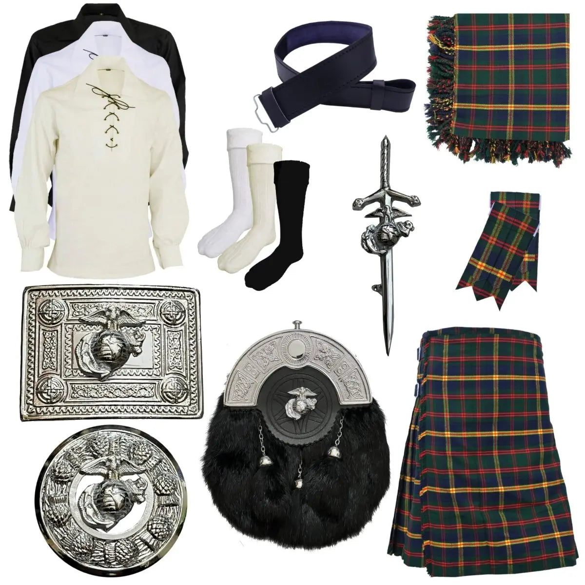 US Marine Corps Leatherneck Tartan Kilt Outfit - A Military Tradition 