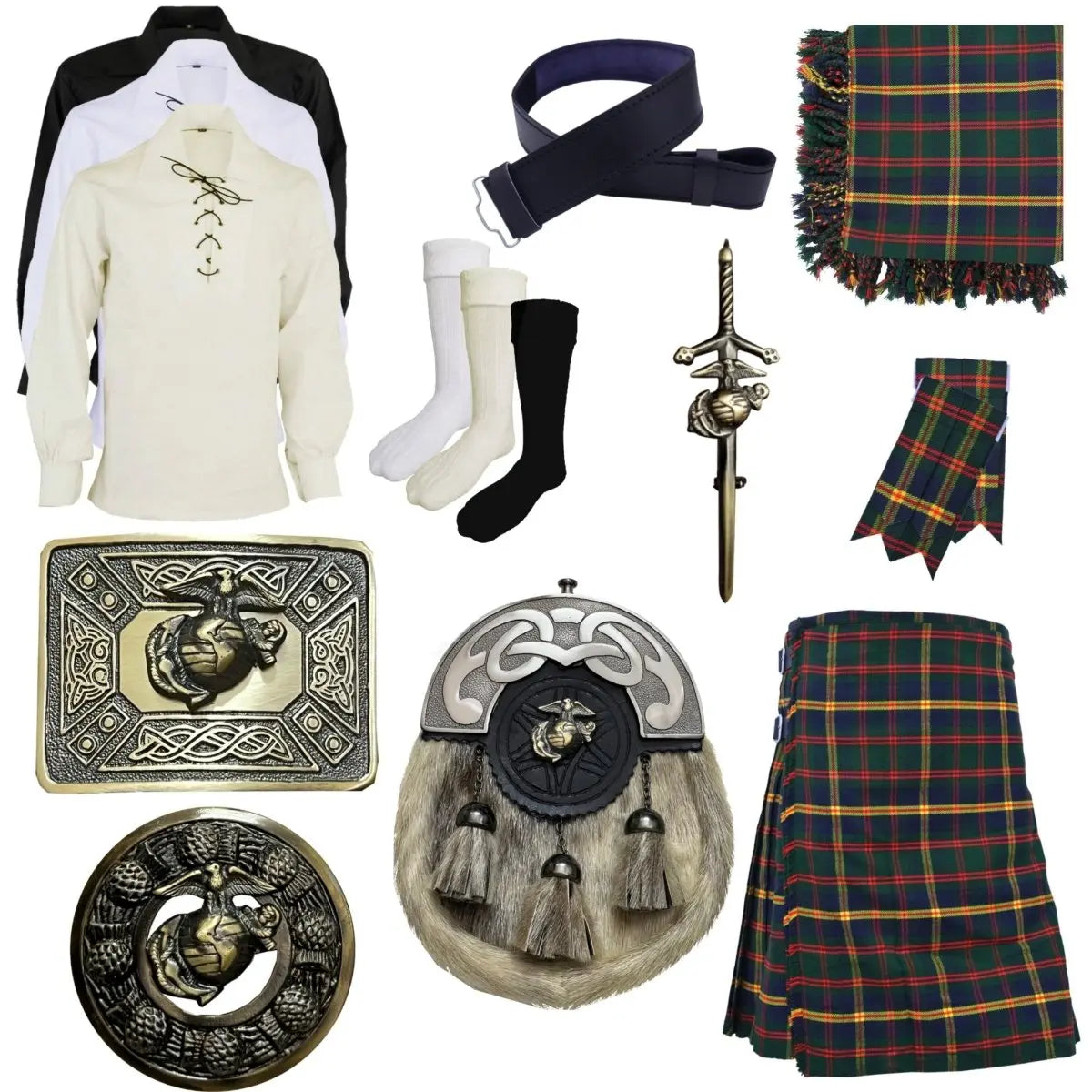 US Marine Corps Leatherneck Tartan Kilt Outfit - A Military Tradition 