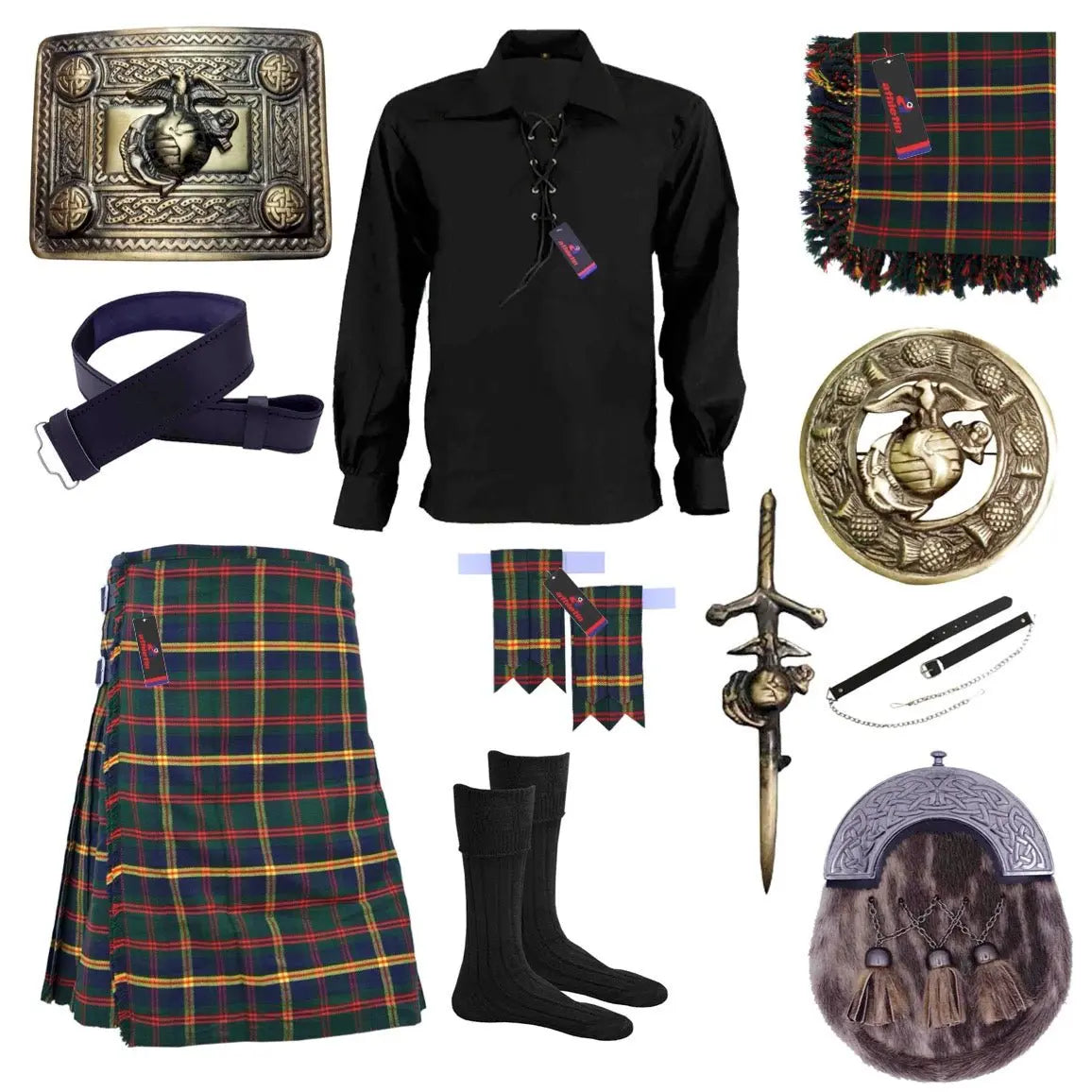 US Marine Corps Leatherneck Tartan Kilt Outfit - A Military Tradition 