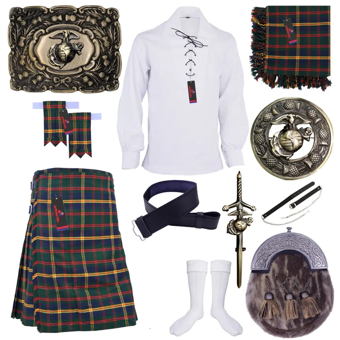 US Marine Corps Leatherneck Tartan Kilt Outfit - A Military Tradition 